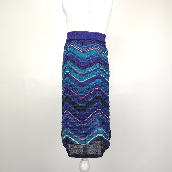 M MISSONI Zigzag Patterned Multicolored Knit Pencil Skirt - Picture 5 of 14